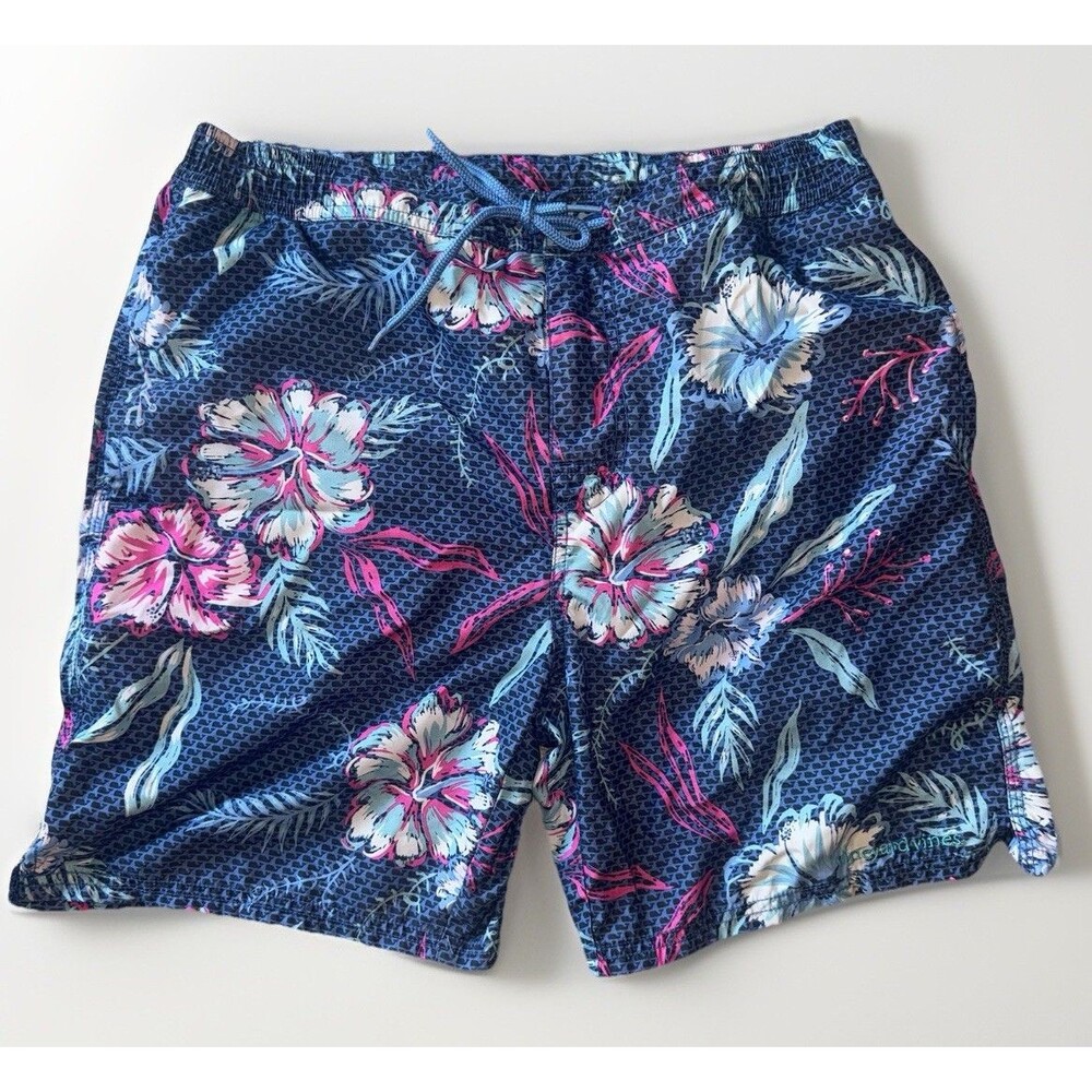 Vineyard Vines Island Trunk Hibiscus Floral Volley Swim Shorts Men’s S
